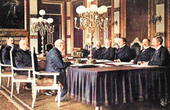 Kabinet-Kuyper - V.l.n.r.: Idenburg, Bergansius, De Marez Oyens, Ellis, Melvil van Lynden, Kuyper, Loeff en Harte